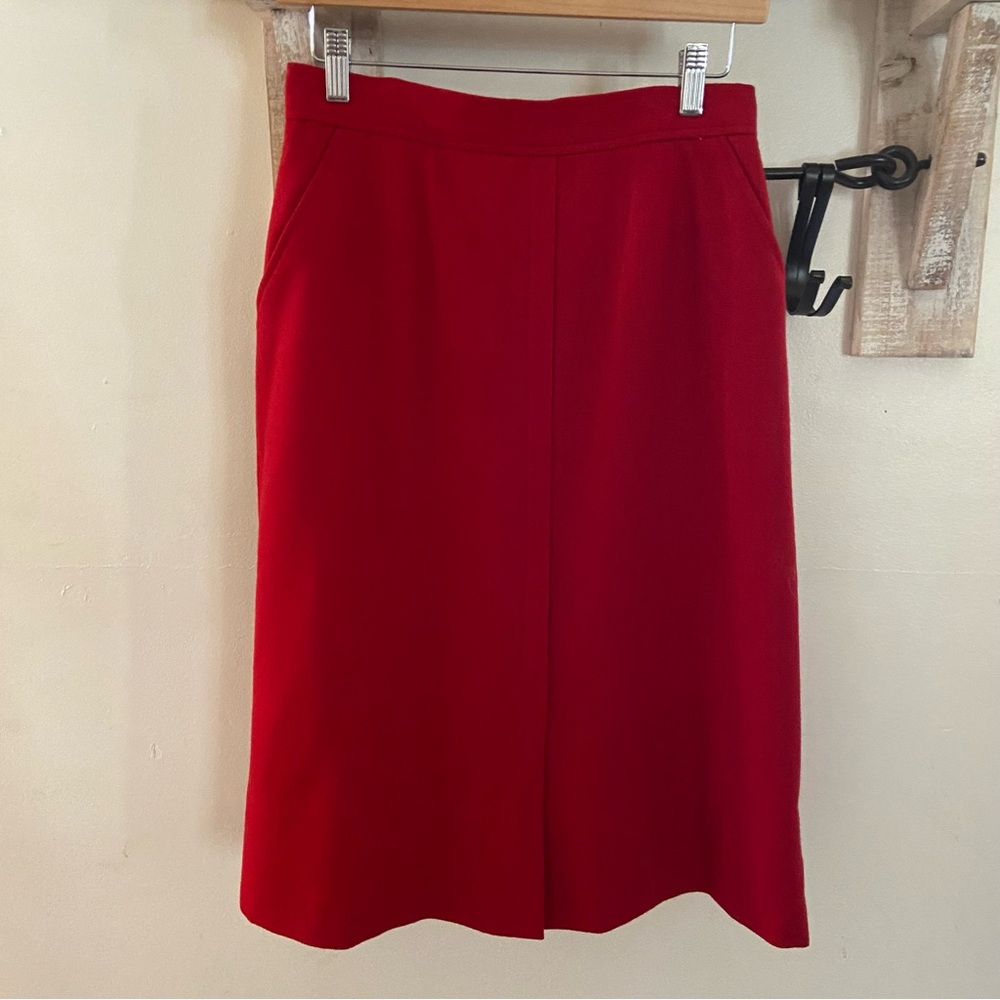 Vintage 70s Austin Hill red wool midi skirt